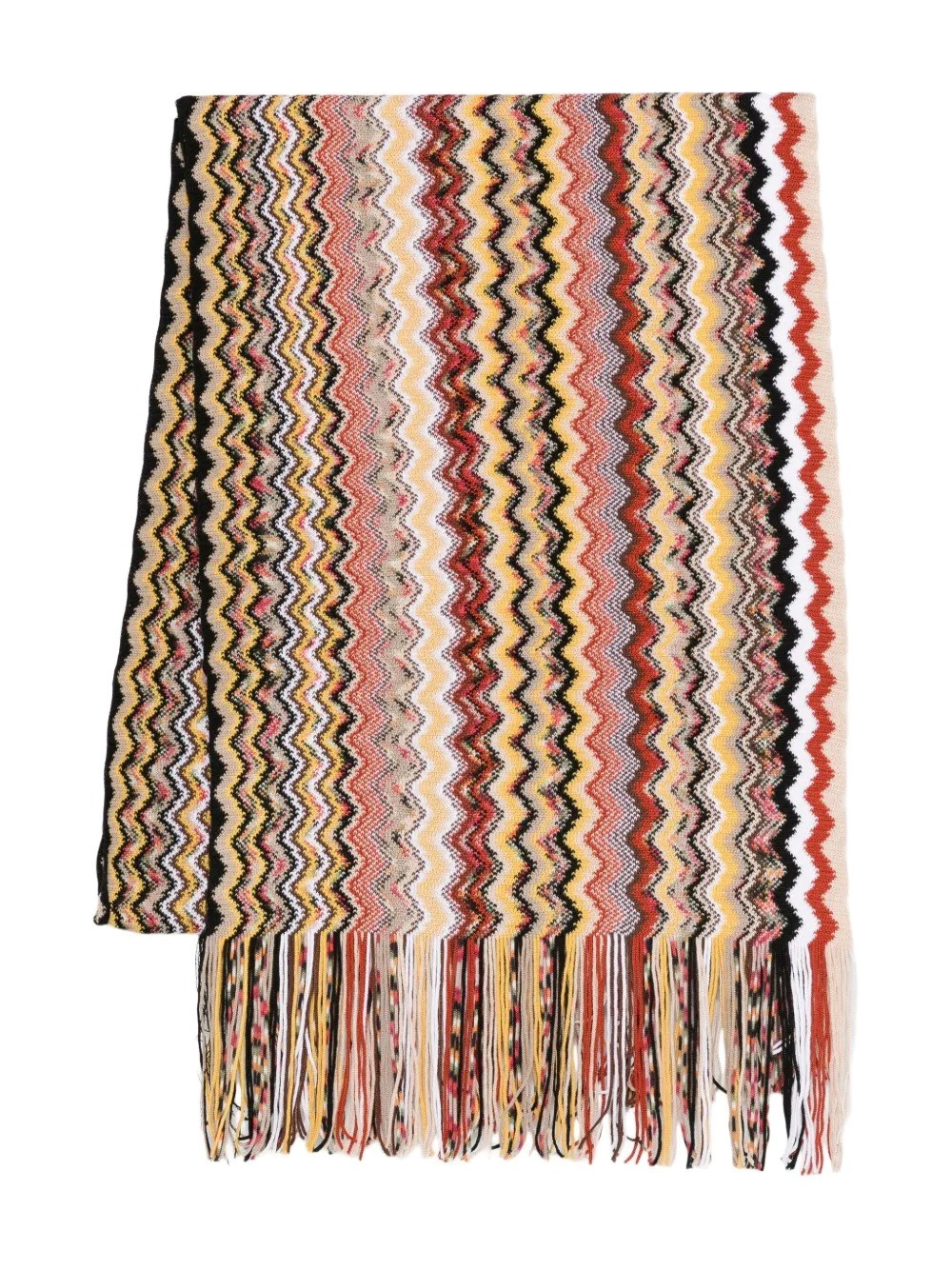 Missoni Zig-zag Wool Fringed Scarf Accessories In Nude