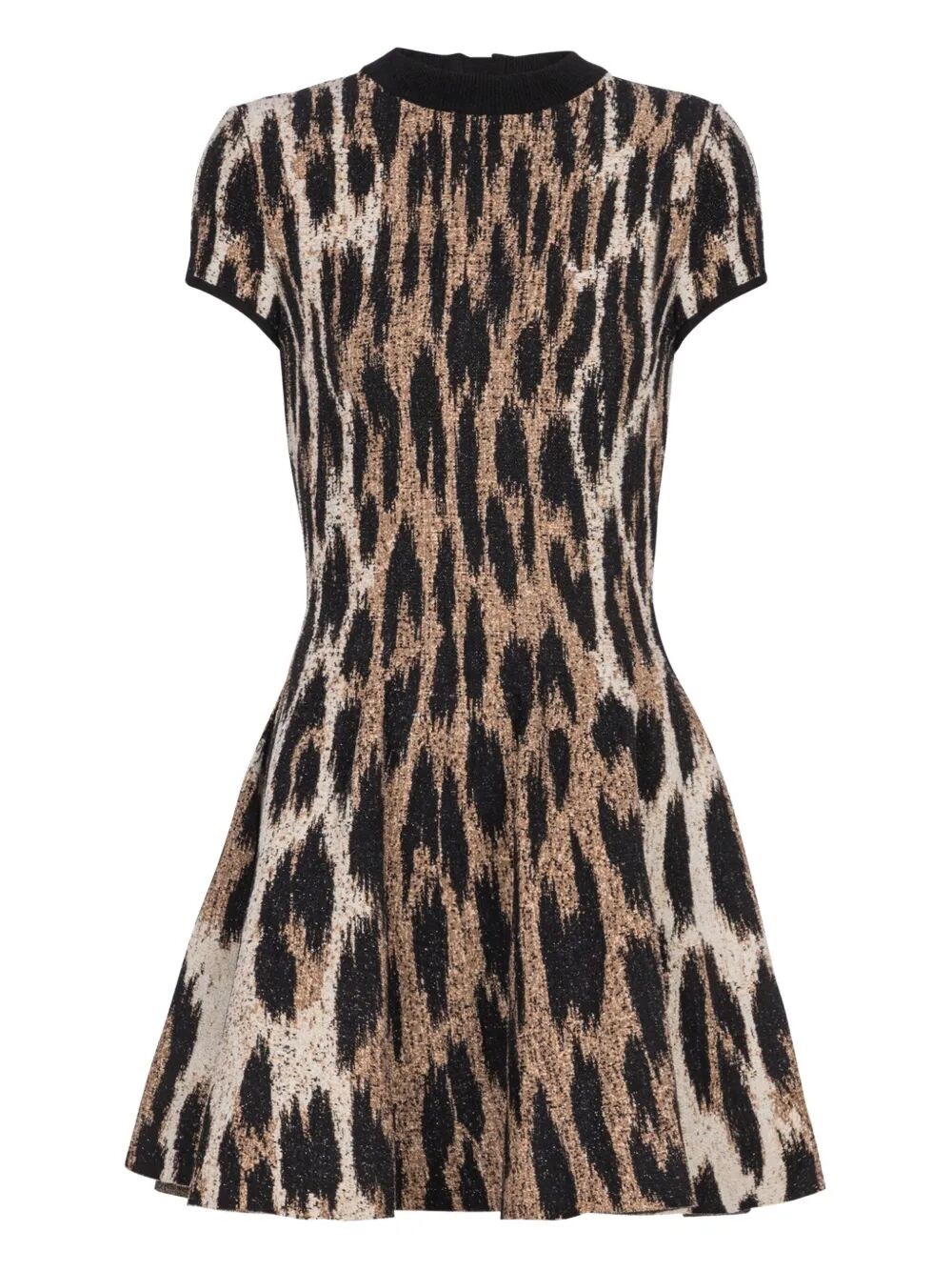 Balmain A-line Leopard Print Jacquard Dress In Brown