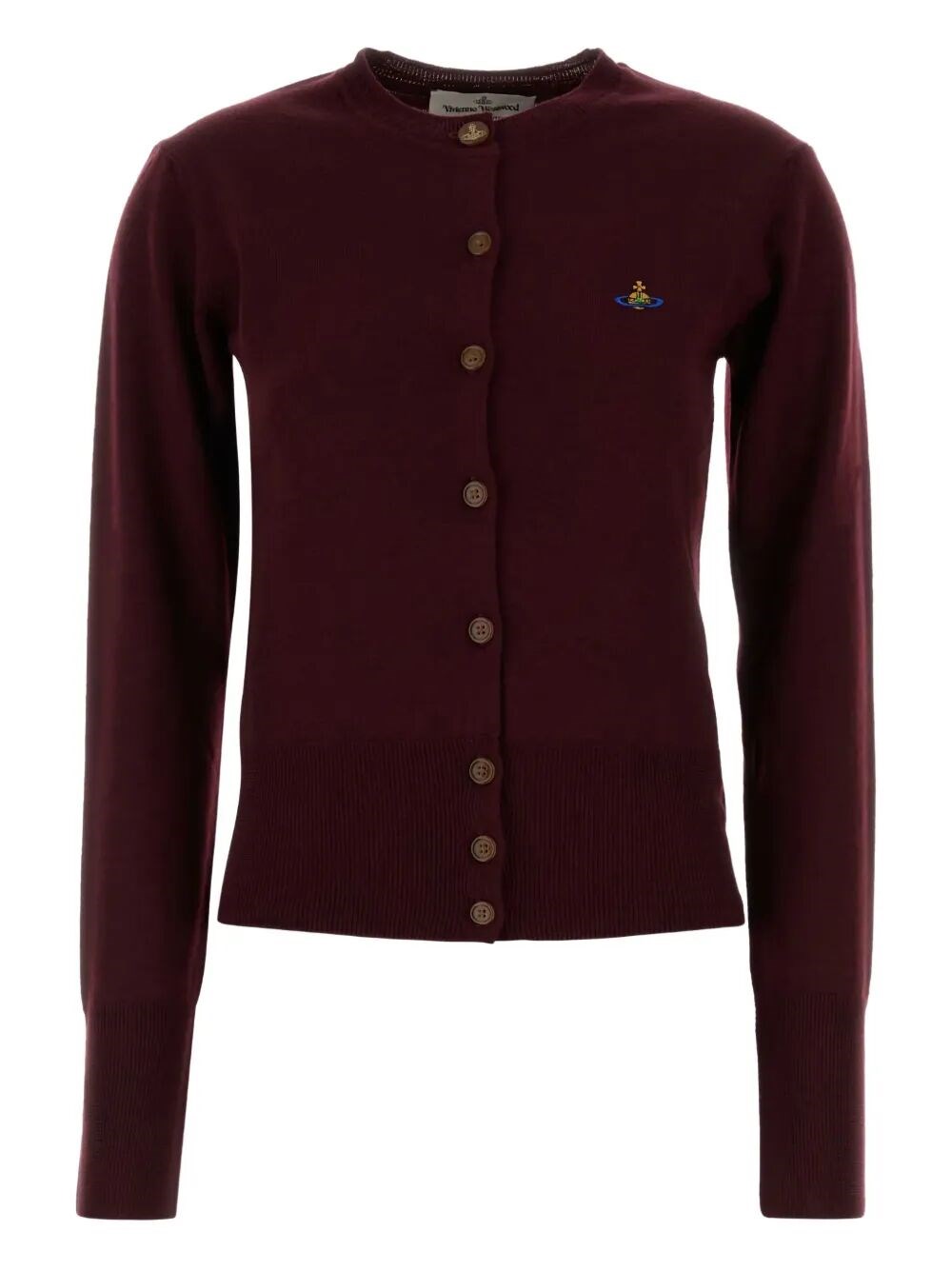 Vivienne Westwood Wool Cardigan With Long Sleeves And Crew Neck In Red