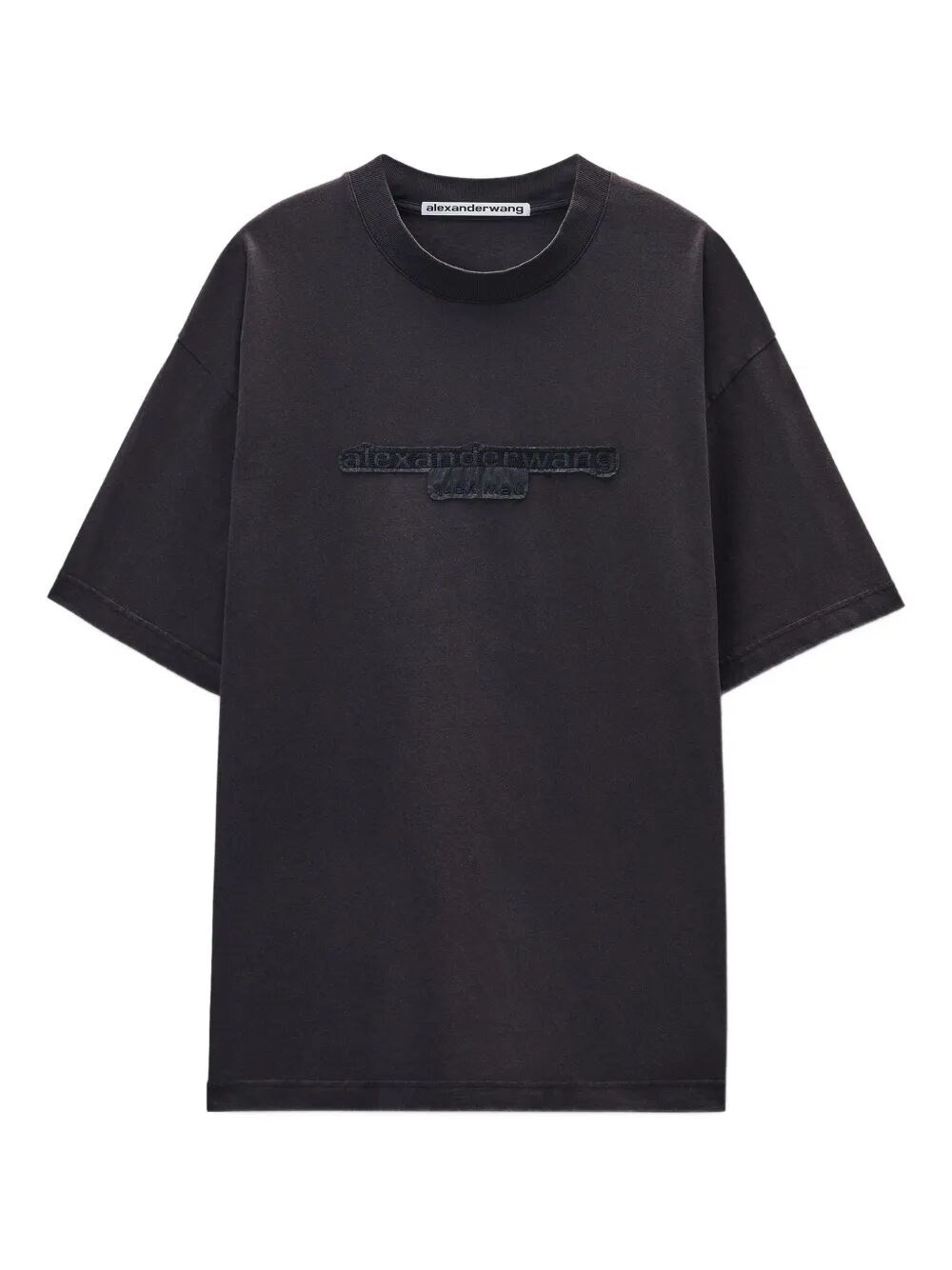 Alexander Wang Washed Jersey Oversized Unisex T-shirt Wth Logo Patch Clothing In Black