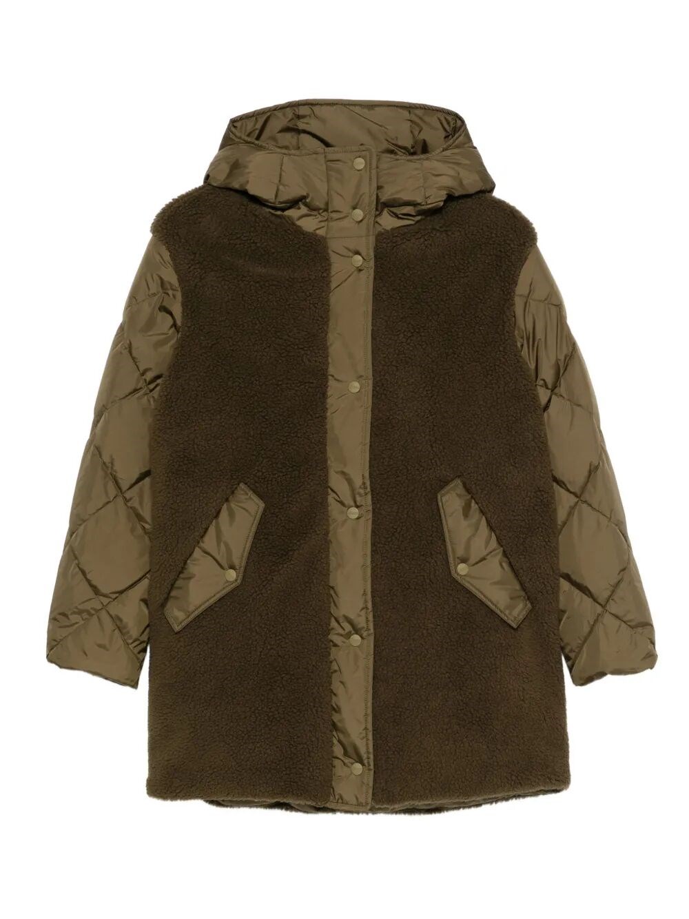 Herno Hooded Long Length Two-tone Jacket In Multi