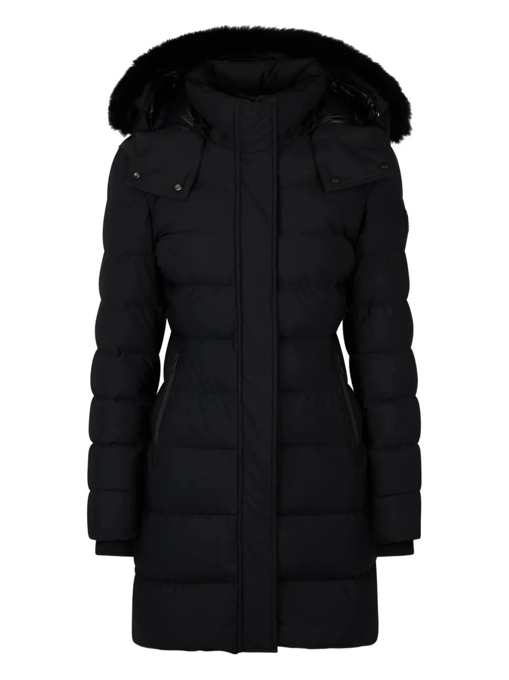 Moose Knuckles Watershed 3 Water Resistant 800 Fill Power Down Puffer Coat With Genuine Shearling Tr In Black