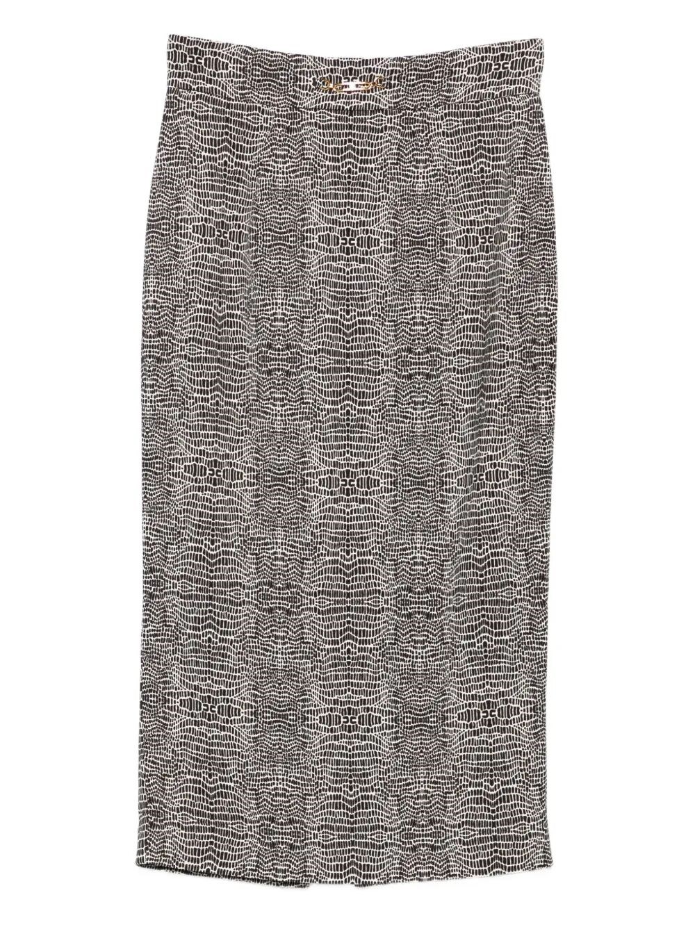 Elisabetta Franchi Python Print Viscose Pencil Skirt Clothing In Black