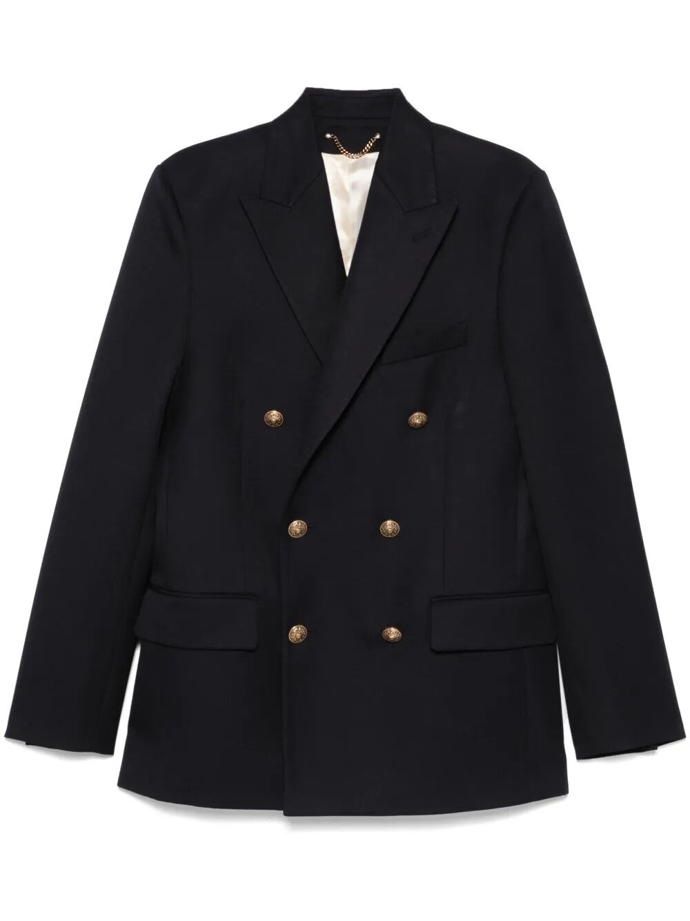 Golden Goose Double Breasted Gabardine Blazer In Blue