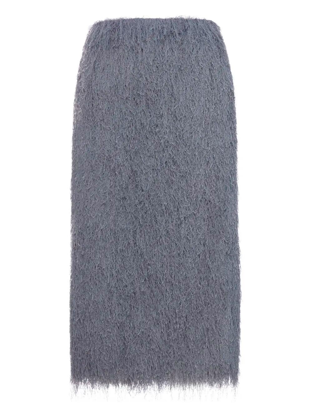 Dries Van Noten Textured Knee-length Skirt Elastic Waistband In Gray