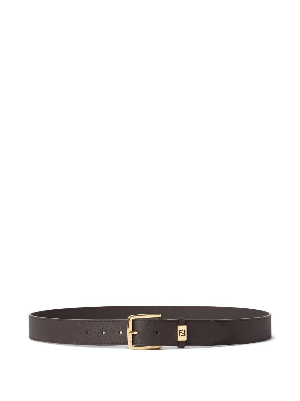 Fendi Adjustable Leather Belt Gold-tone Buckle In Brown