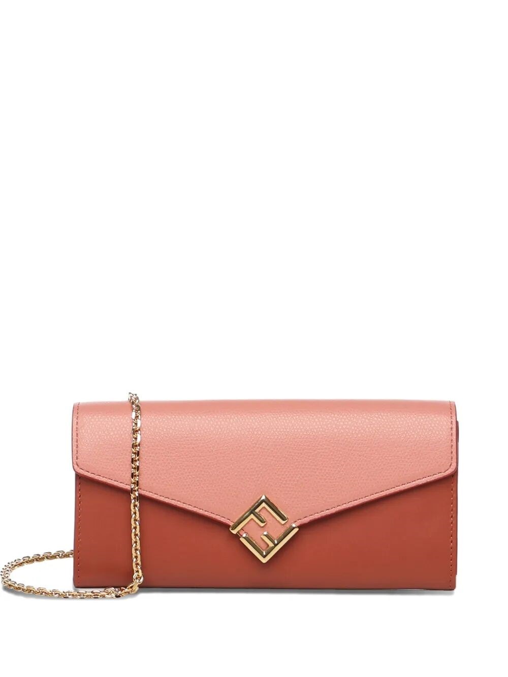Fendi Ff Diamonds Continental Wallet On Chain Accessories In Brown