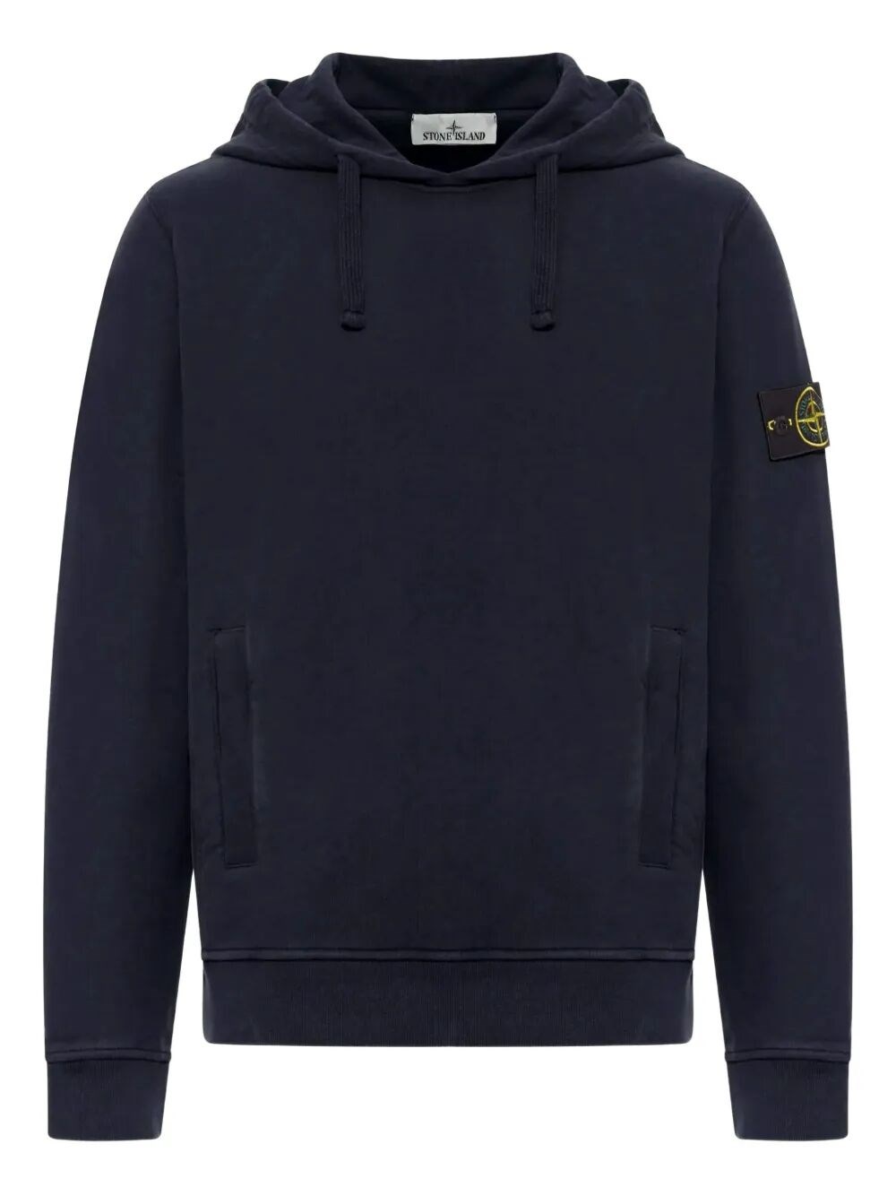 Stone Island Brushed Organic Cotton Fleece Hoodie Clothing In Black