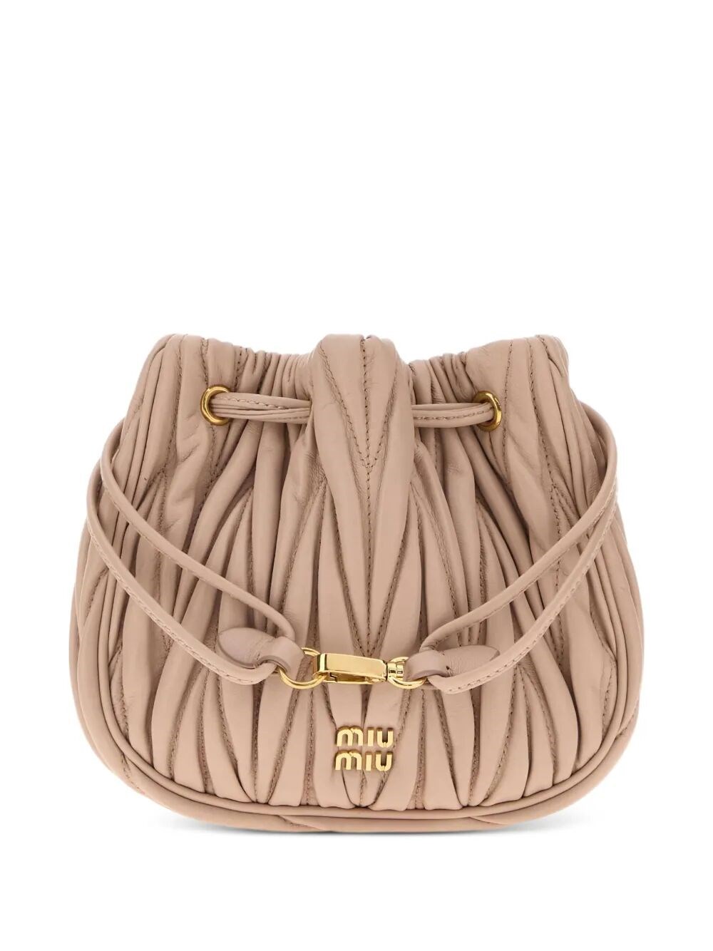 Miu Miu Matelassé Nappa Leather Pouch In Nude