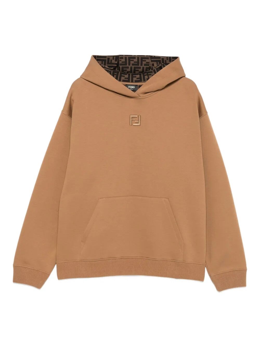 Fendi Cotton Hoodie With Ff Lining Clothing In Brown