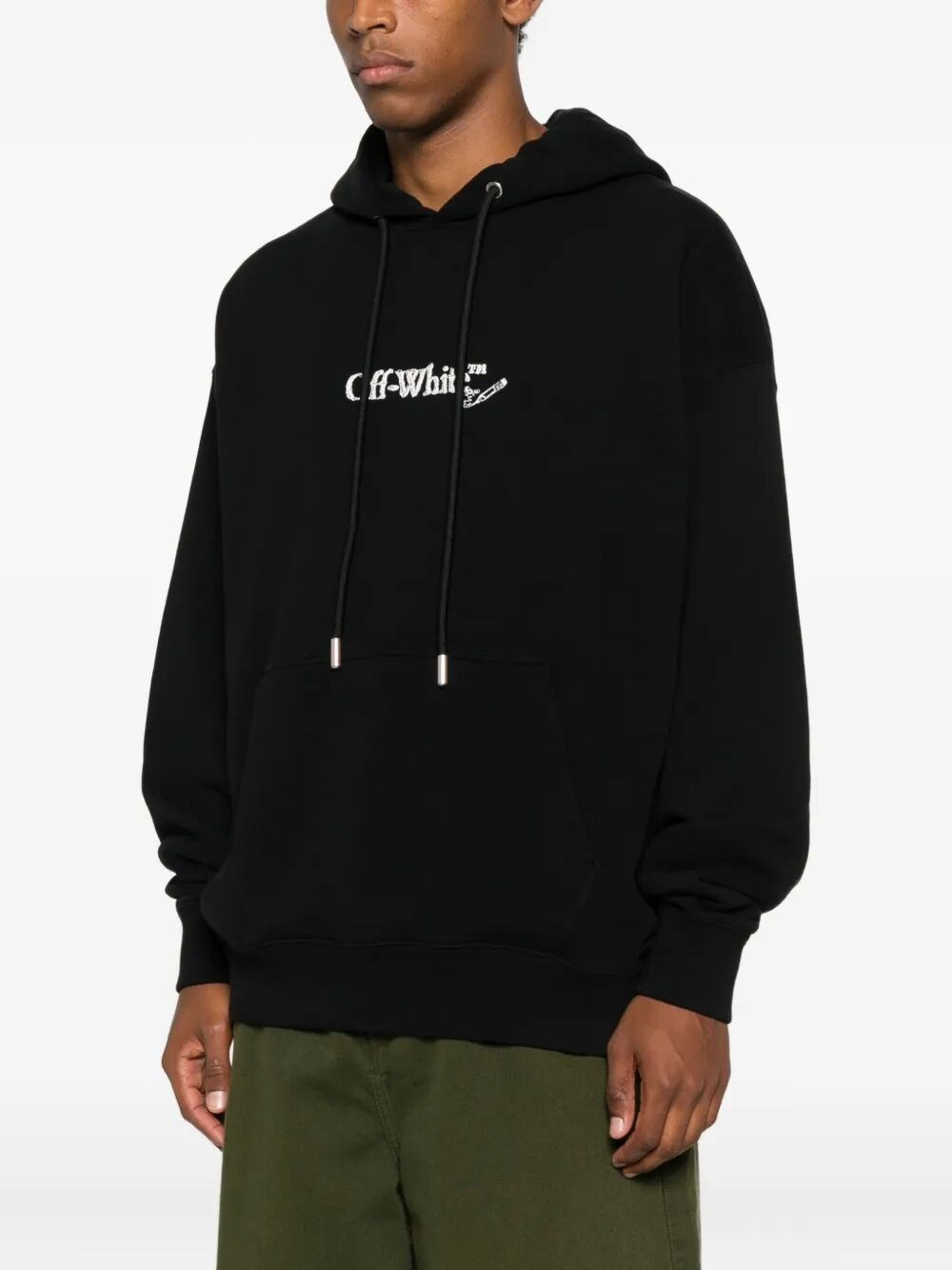 BACK AND FRONT LOGO-EMBROIDERED HOODIE