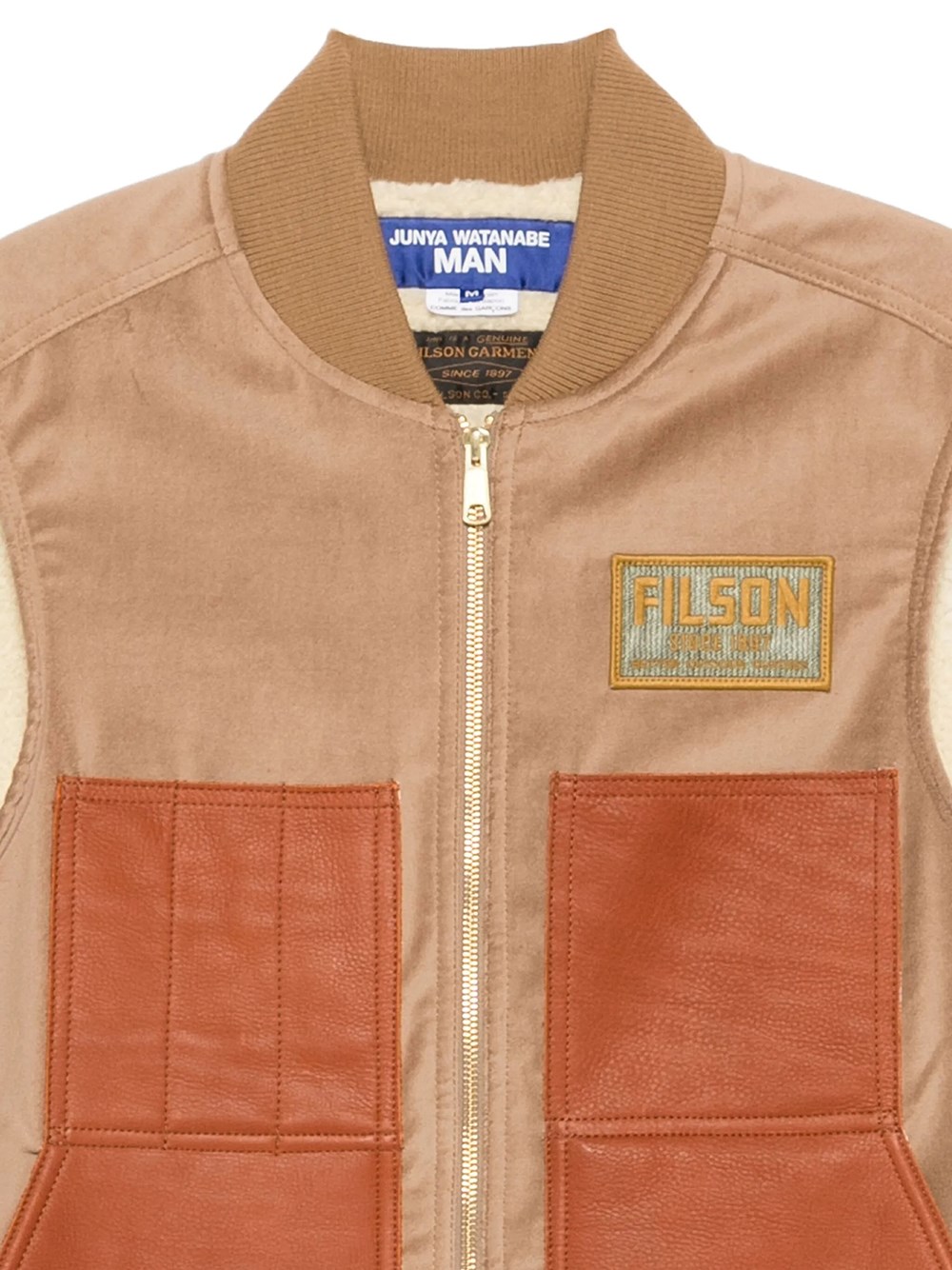 X FILSON LEATHER-PANELLED FULL-ZIP VEST