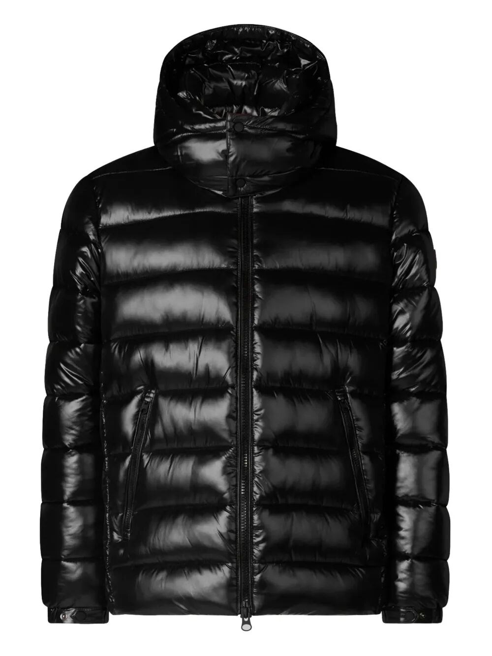 Save The Duck Florian Down Jacket With Lacquered Finish And Removable Hood Clothing In Black