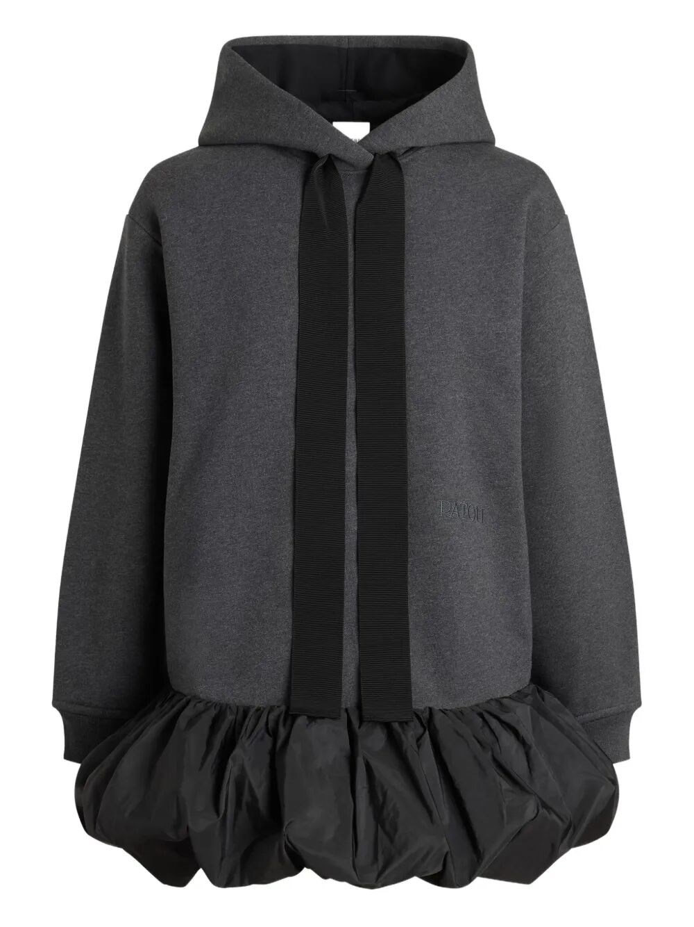Patou Ruffle Hem Hoodie Dress In Organic Cotton And Faille Clothing In Gray