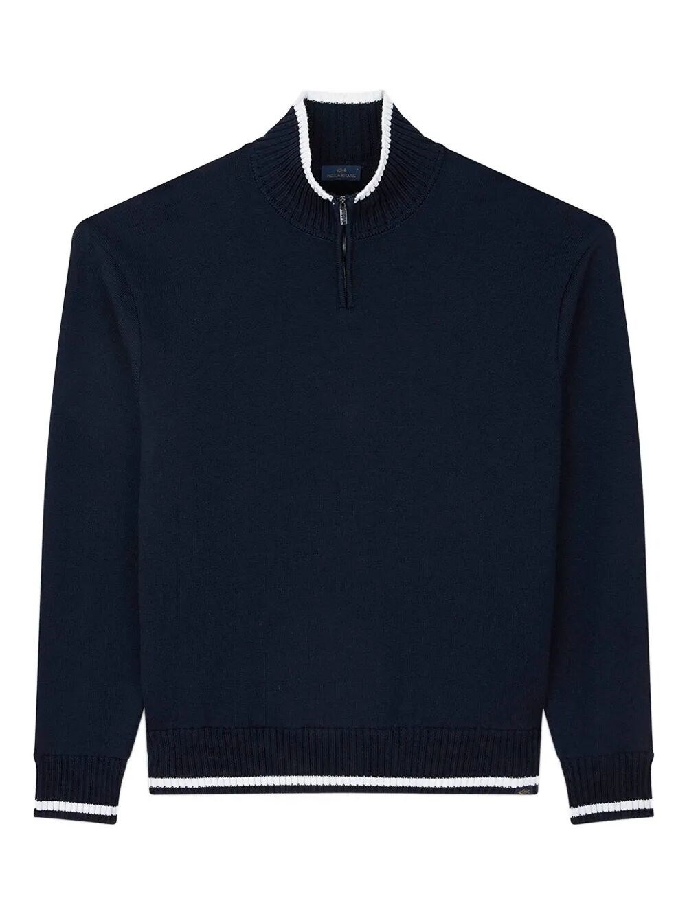 Paul & Shark Soft Cool Touch Wool Half Zip Sweater In Blue