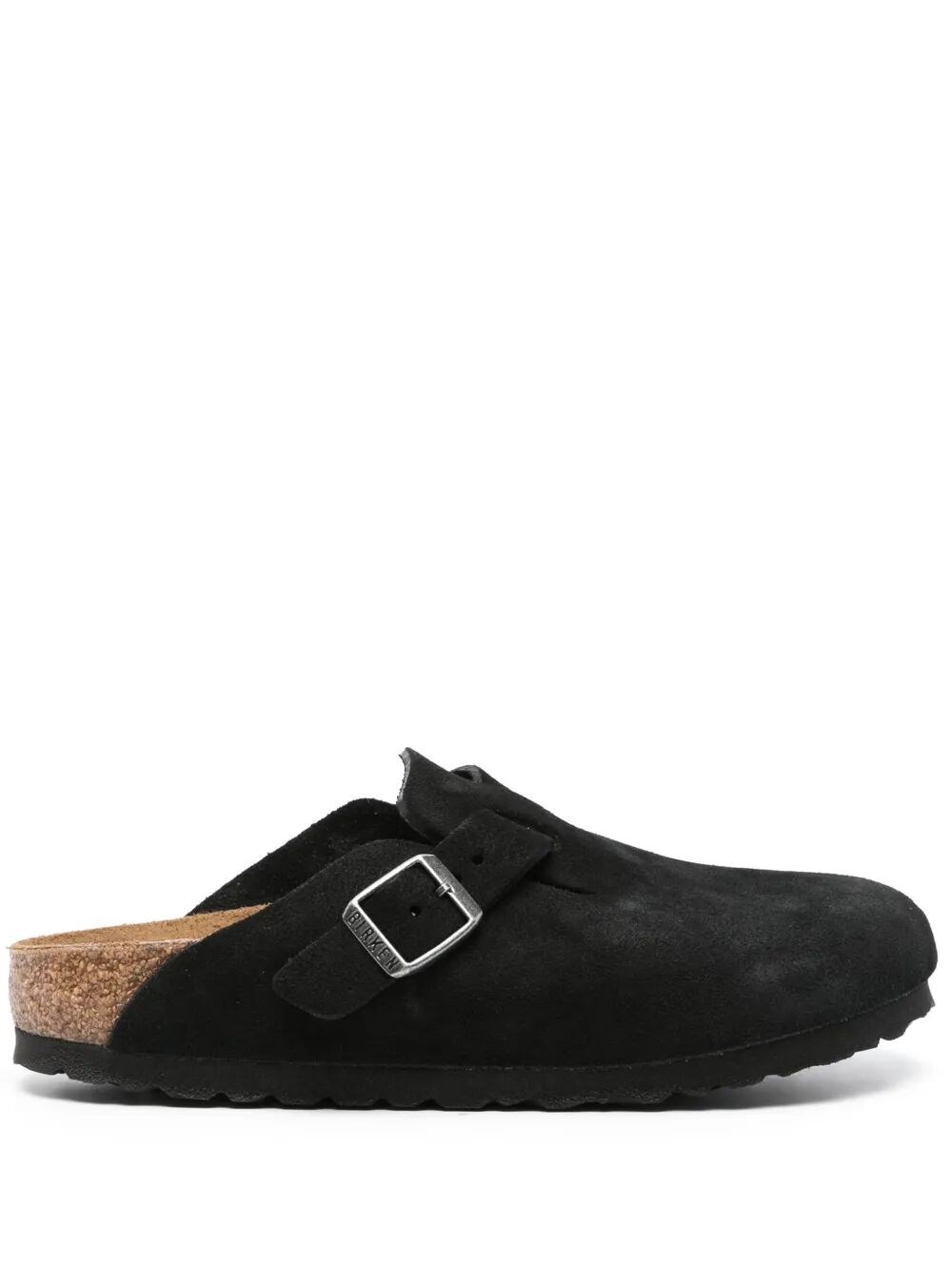 Birkenstock Boston Unisex Suede Mule Shoes In Black