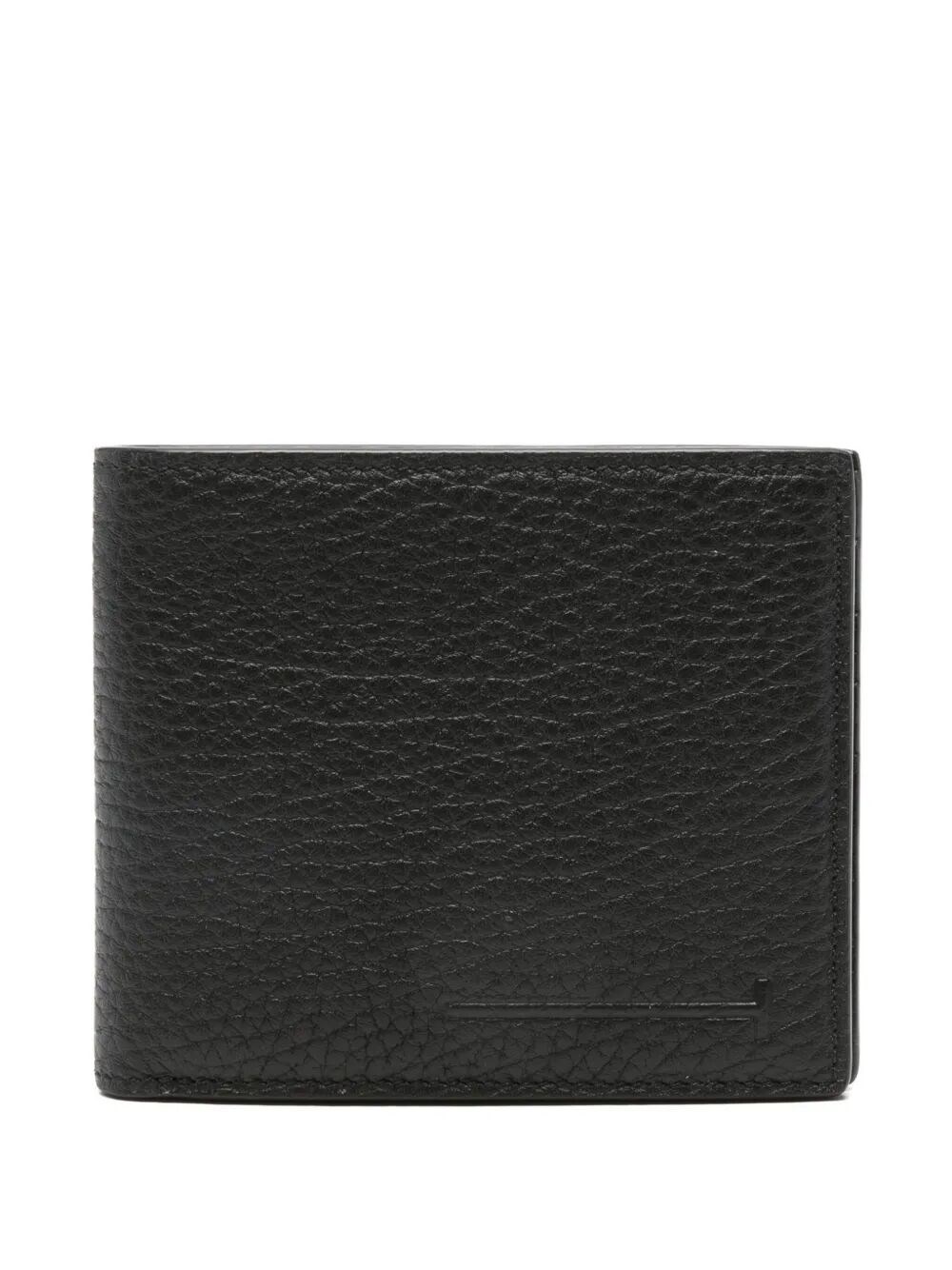 Tom Ford Printed Deer Leather Elongated T Line Classic Bifold Wallet Accessories In Black