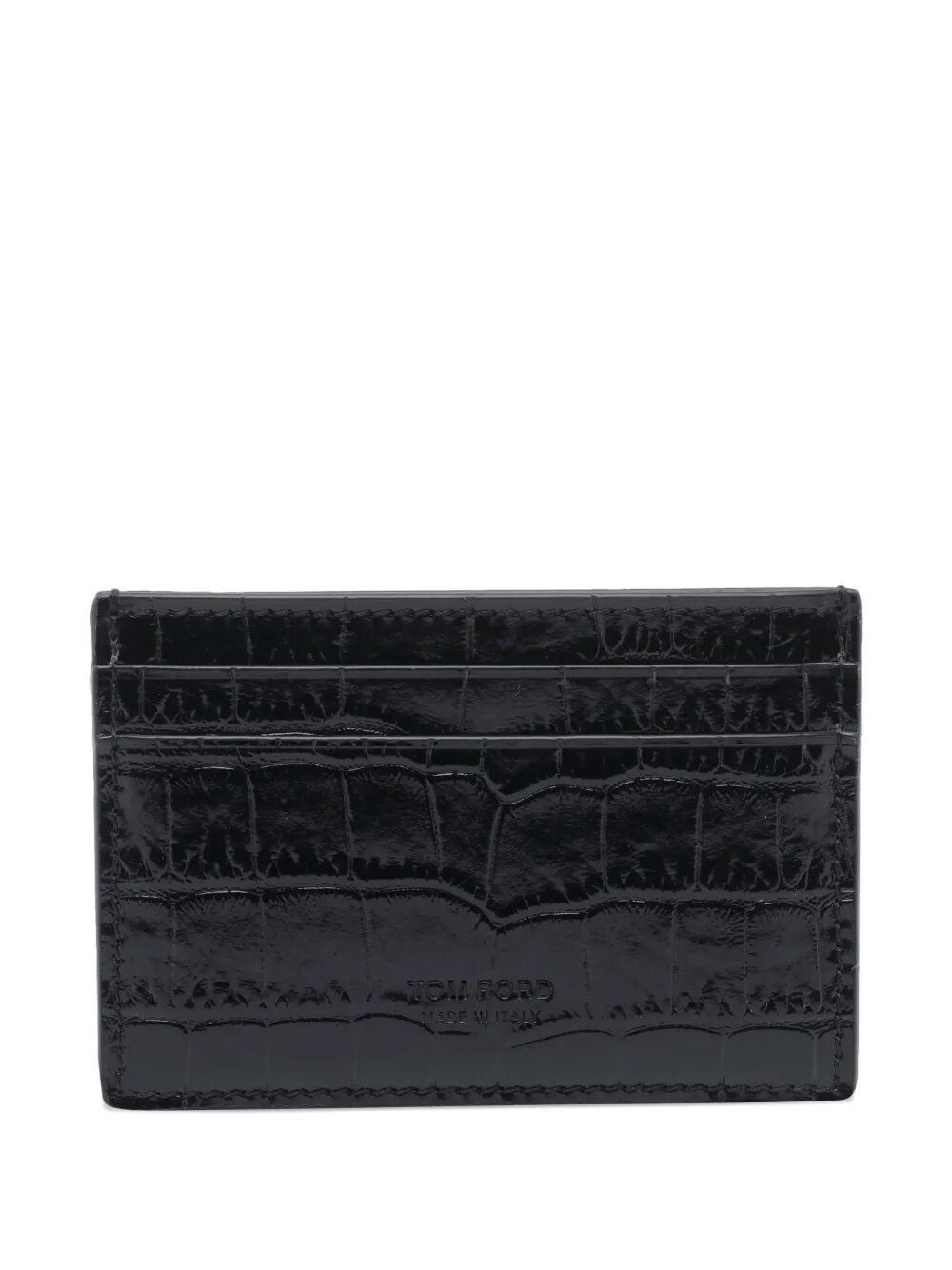 Tom Ford Crocodile-print Leather Card Holder Accessories In Black