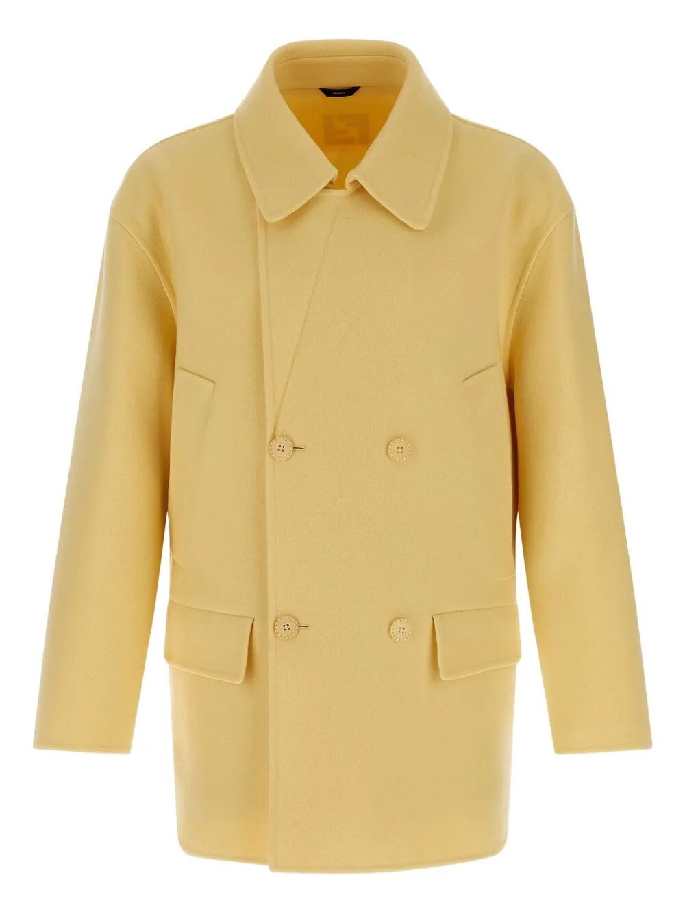 Fendi Wool Double-breasted Pea Coat Clothing In Yellow