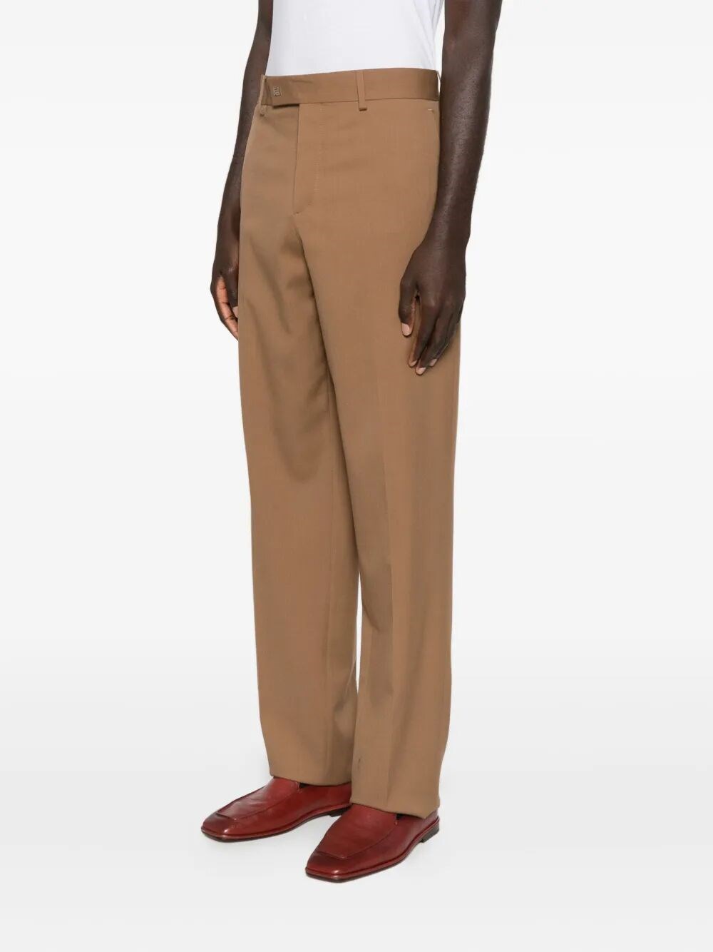 RUST WOOL CIGARETTE TROUSERS