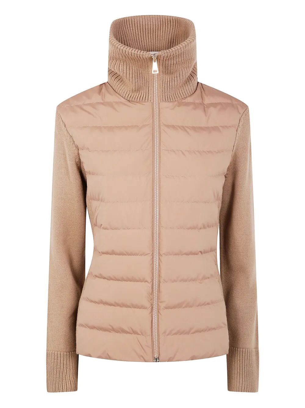 Moncler Padded Wool Zip-up Cardigan Clothing In Nude