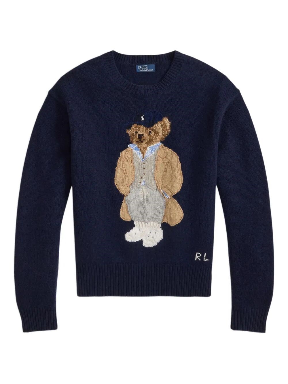 Polo Ralph Lauren Womens Polo Bear Embroidered Wool And Cashmere Jumper Hunter Navy In Blue