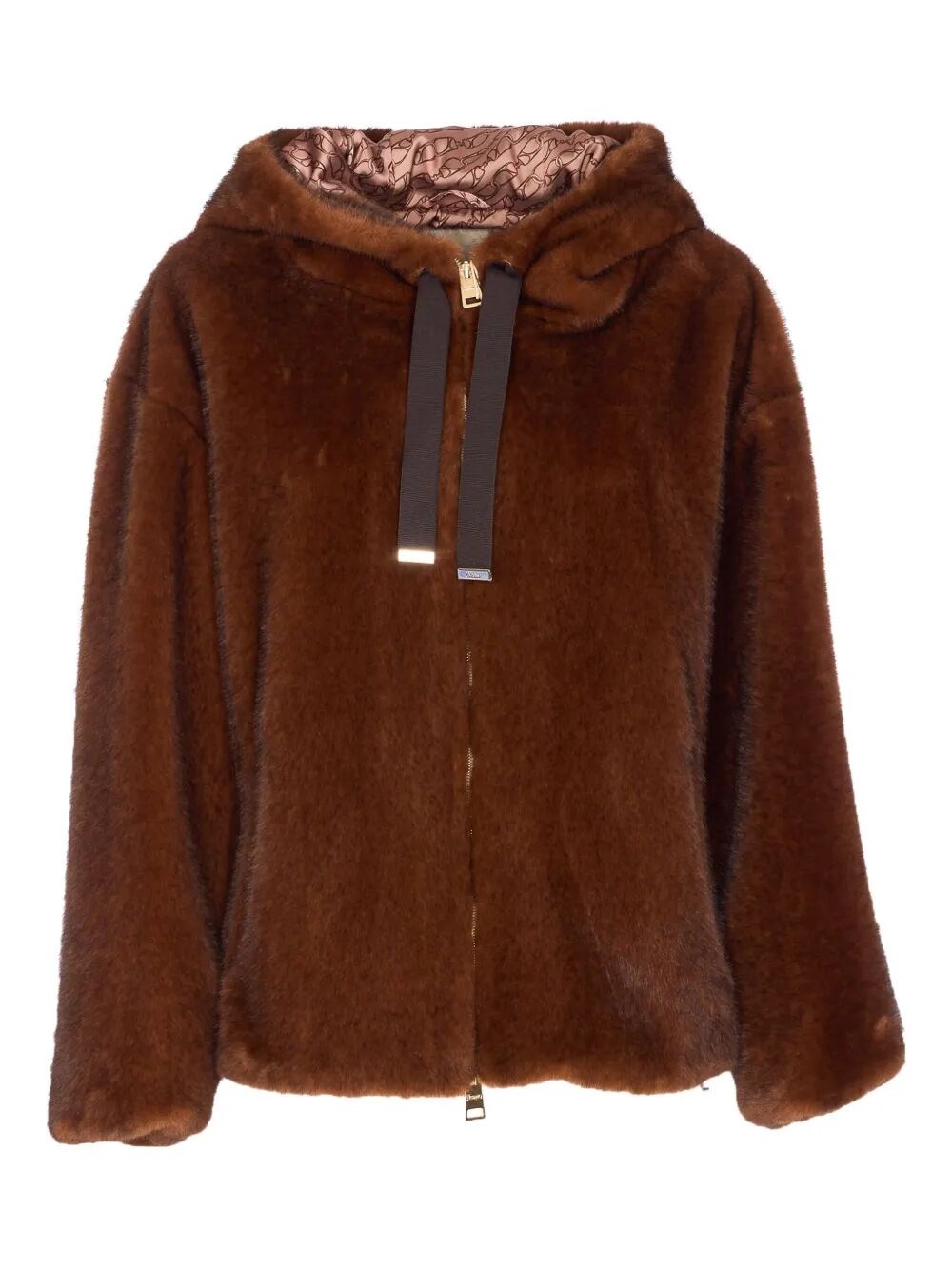 Herno Bomber Jacket In Melange Alternative Mink Fur In Brown