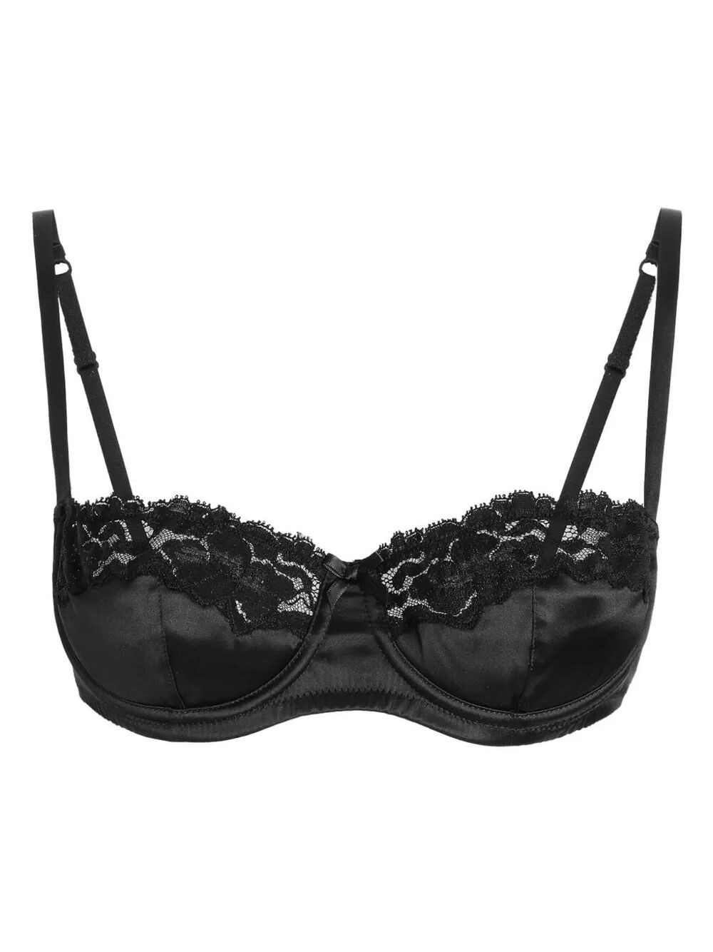 Dolce & Gabbana Satin And Lace Balconette Bra In Black