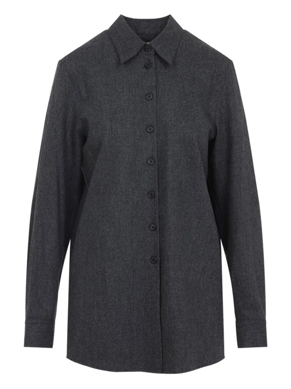 Khaite Auryn Lightweight Wool And Cashmere Shirt In Gray