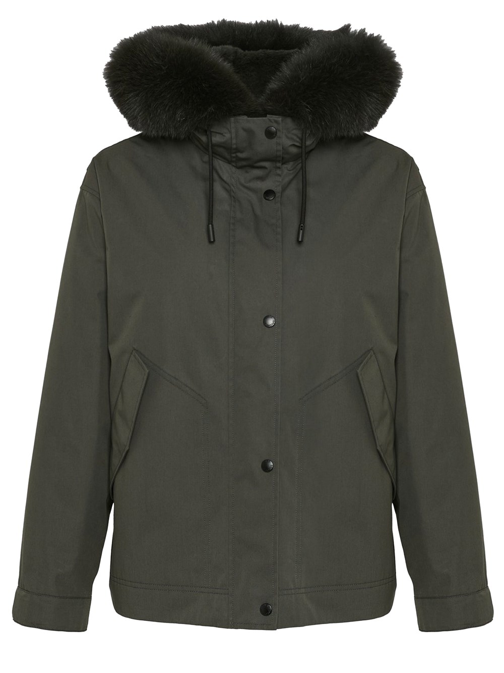 Yves Salomon Cotton Blend And Fox And Rabbit Fur Short Parka Clothing In Gray
