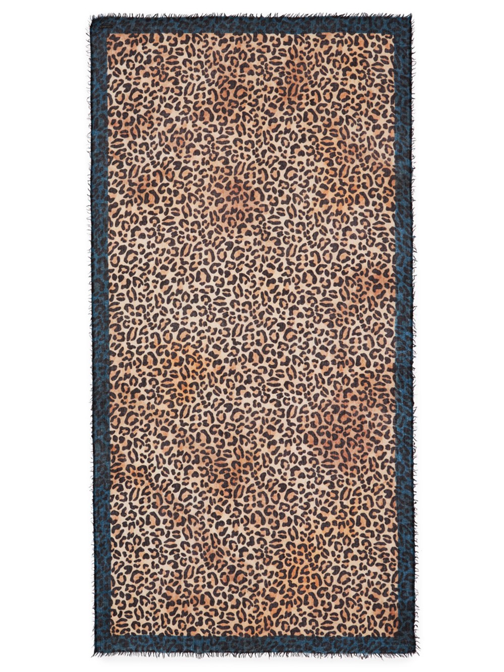 Faliero Sarti Leopard Print Rectangular Scarf Fringed Edges In Brown
