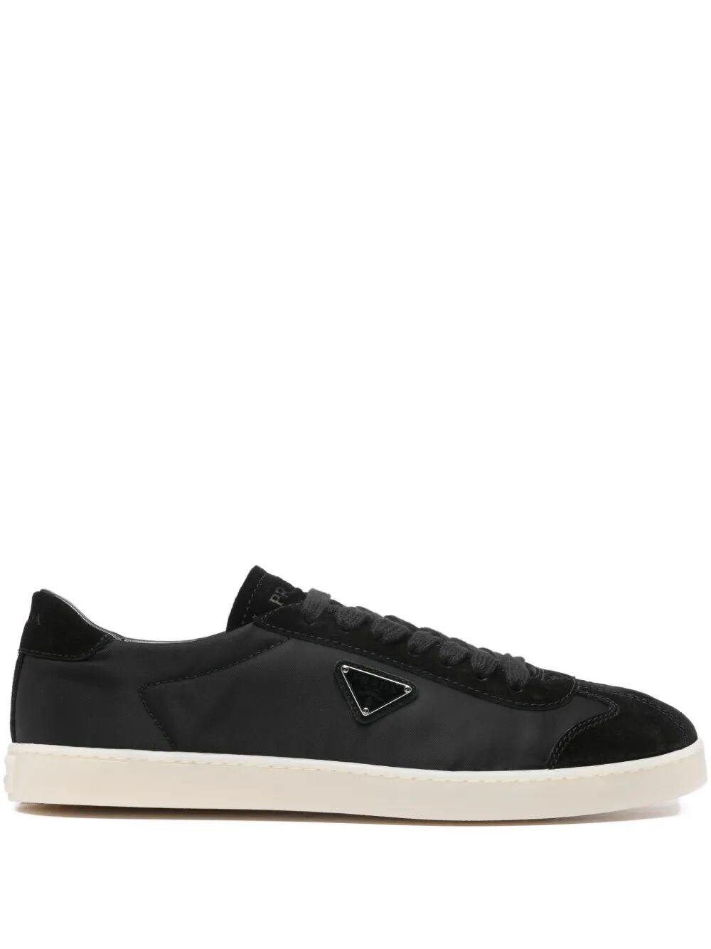Prada Nylon Sneakers With Suede Inserts In Black