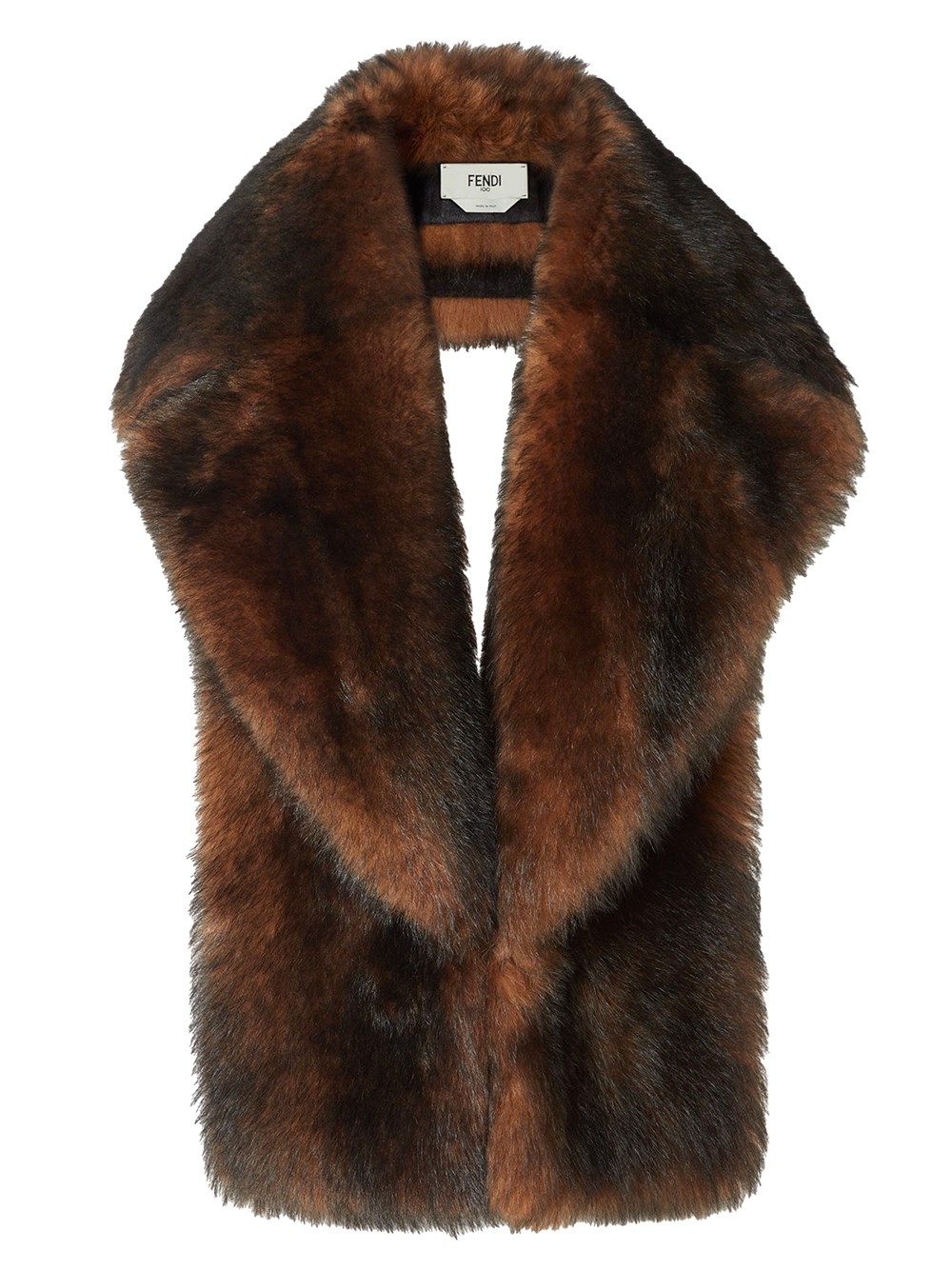 Fendi Ochre Dorsed Sheepskin Scarf Accessories In Brown