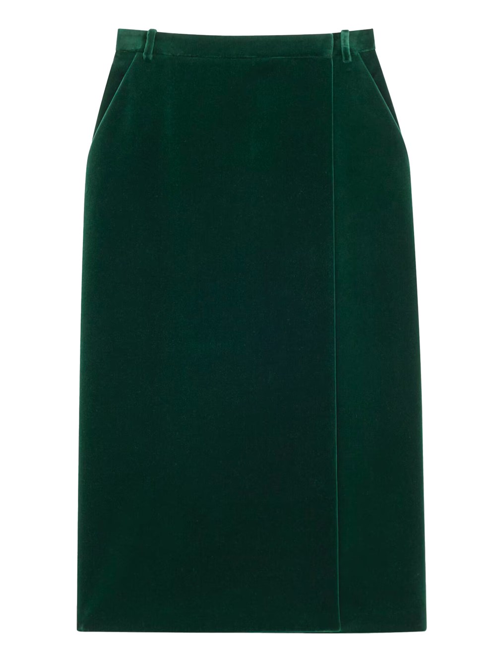 Saint Laurent Cotton Velvet Crisscross Midi Skirt Clothing In Green