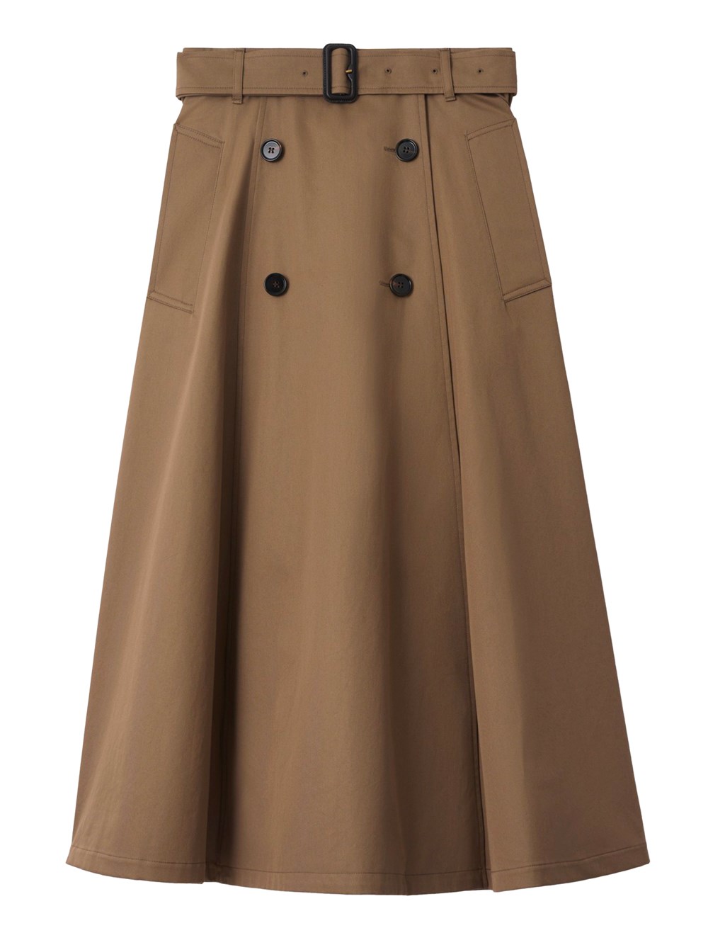 Burberry Midi A-line Skirt With Belt And Buttons In Multi