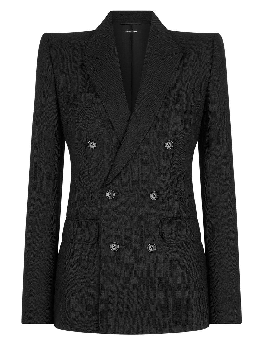 Tom Ford Sharp Herringbone Double Breasted Jacket In Black