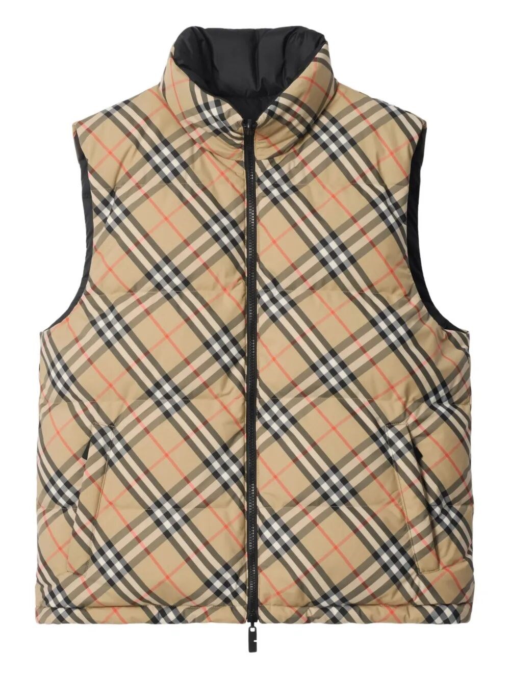 Burberry Snoshill Reversible Check Puffer Gilet Clothing In Nude