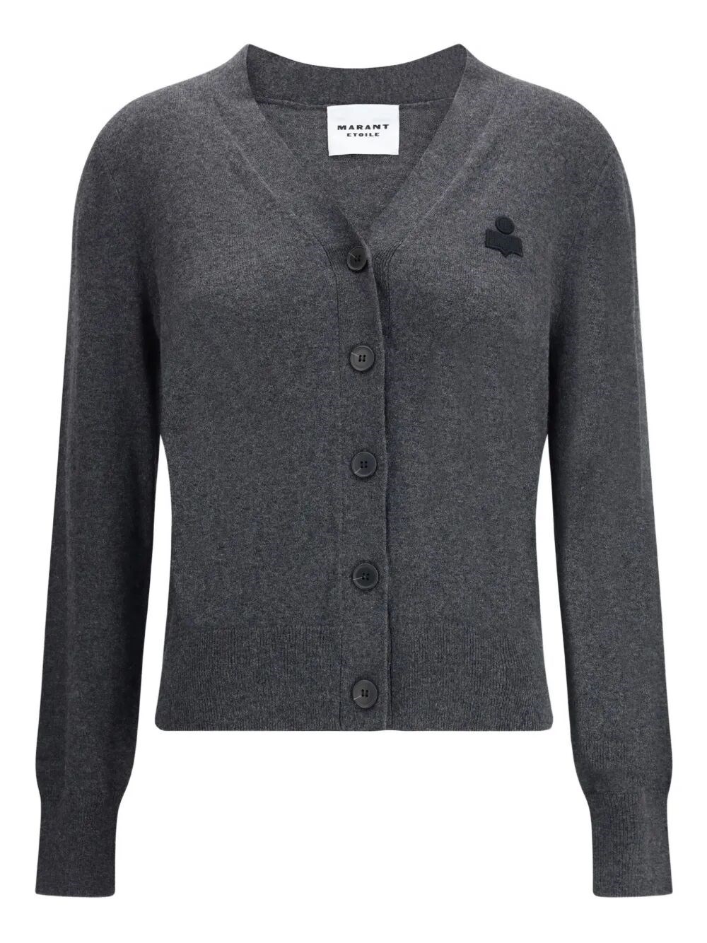 Isabel Marant Étoile Relaxed V-neck Top Ribbed Cuffs In Gray