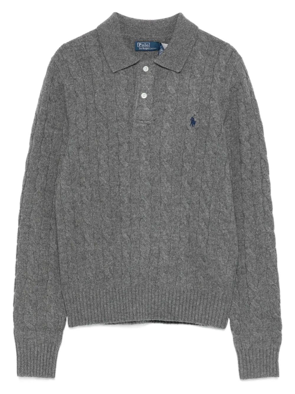 Polo Ralph Lauren Cable-knit Wool And Cashmere Polo Jumper In Gray