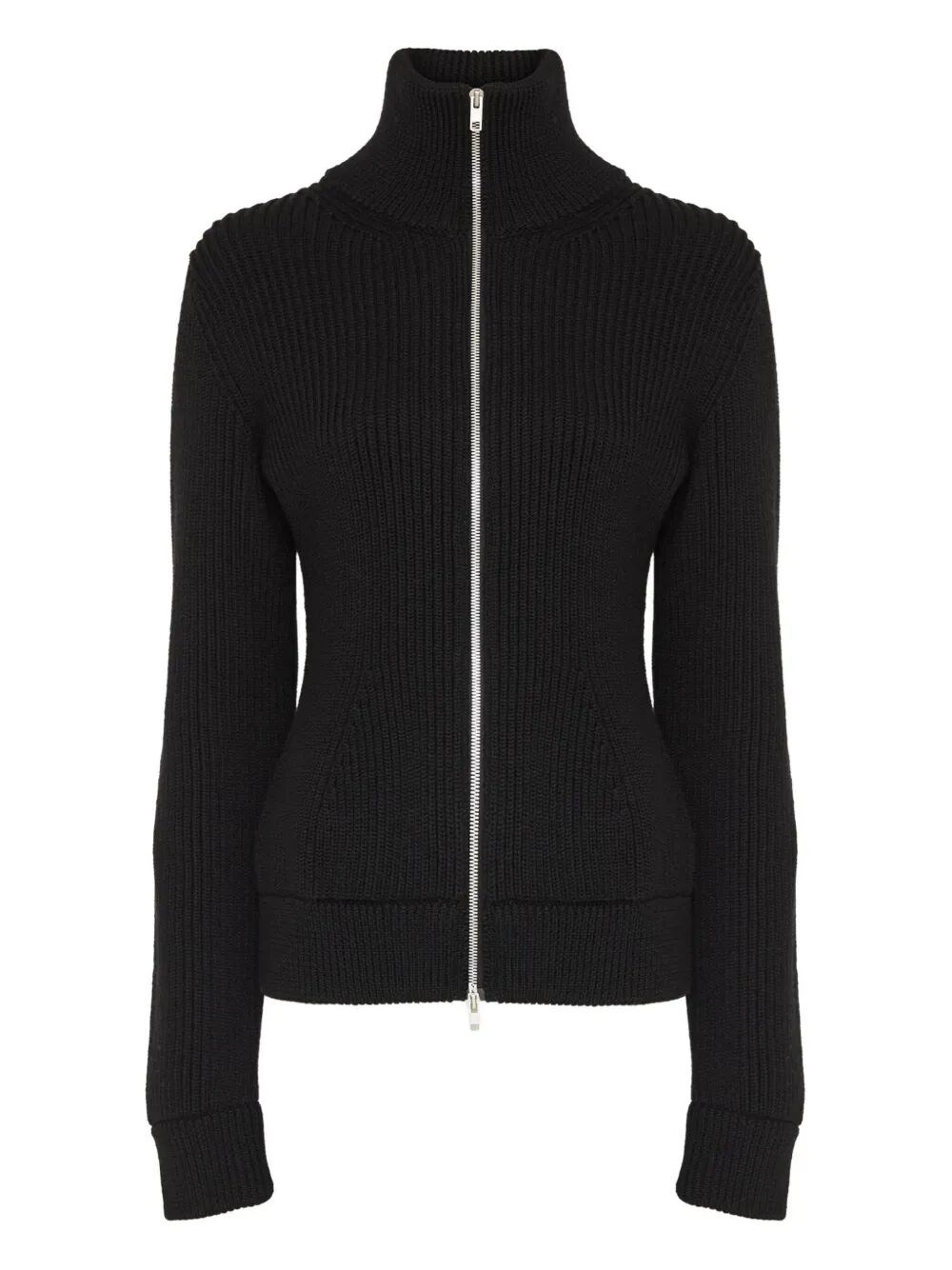 Maison Margiela Full-zip Wool Ribbed Cardigan Clothing In Black