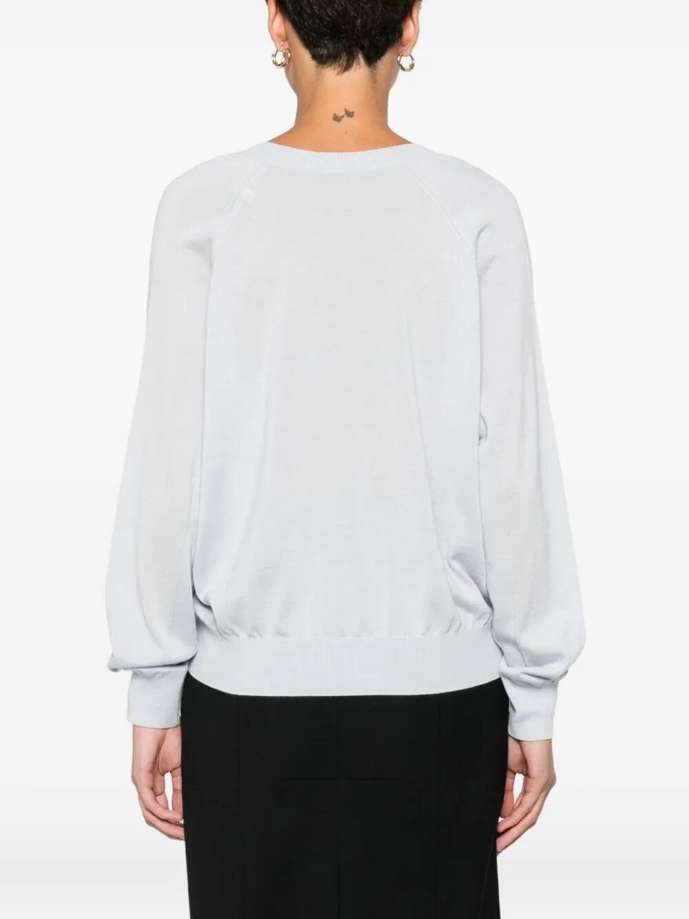 WOOL BLEND TRICOT V-NECK SWEATER