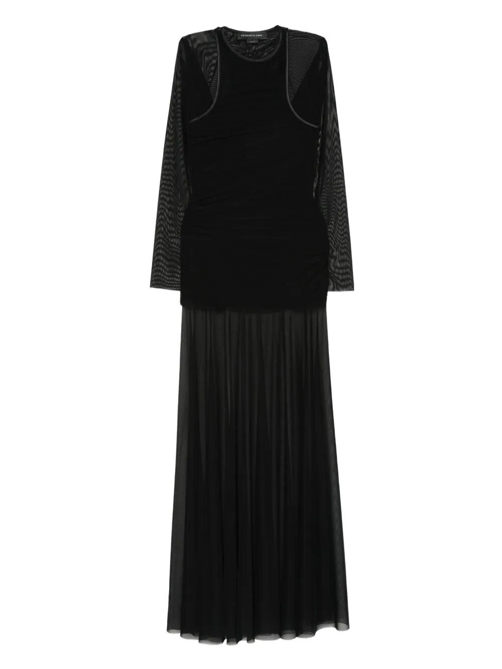 Federico Cina Sheer Layered Long Dress Clothing In Black