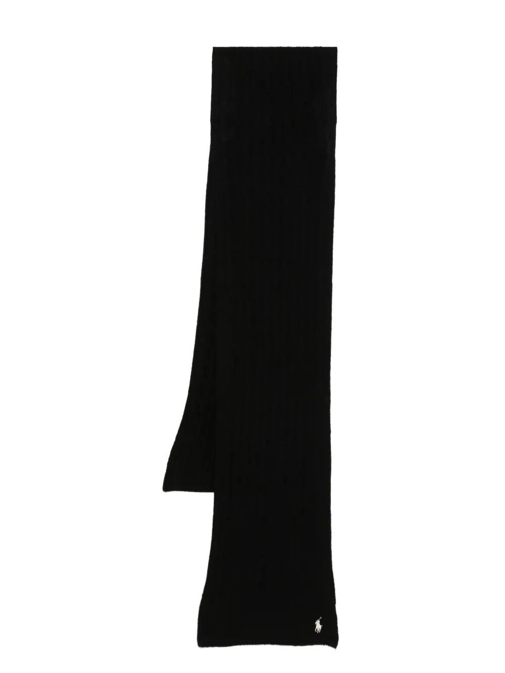 Polo Ralph Lauren Cable-knit Wool-cashmere Scarf In Black