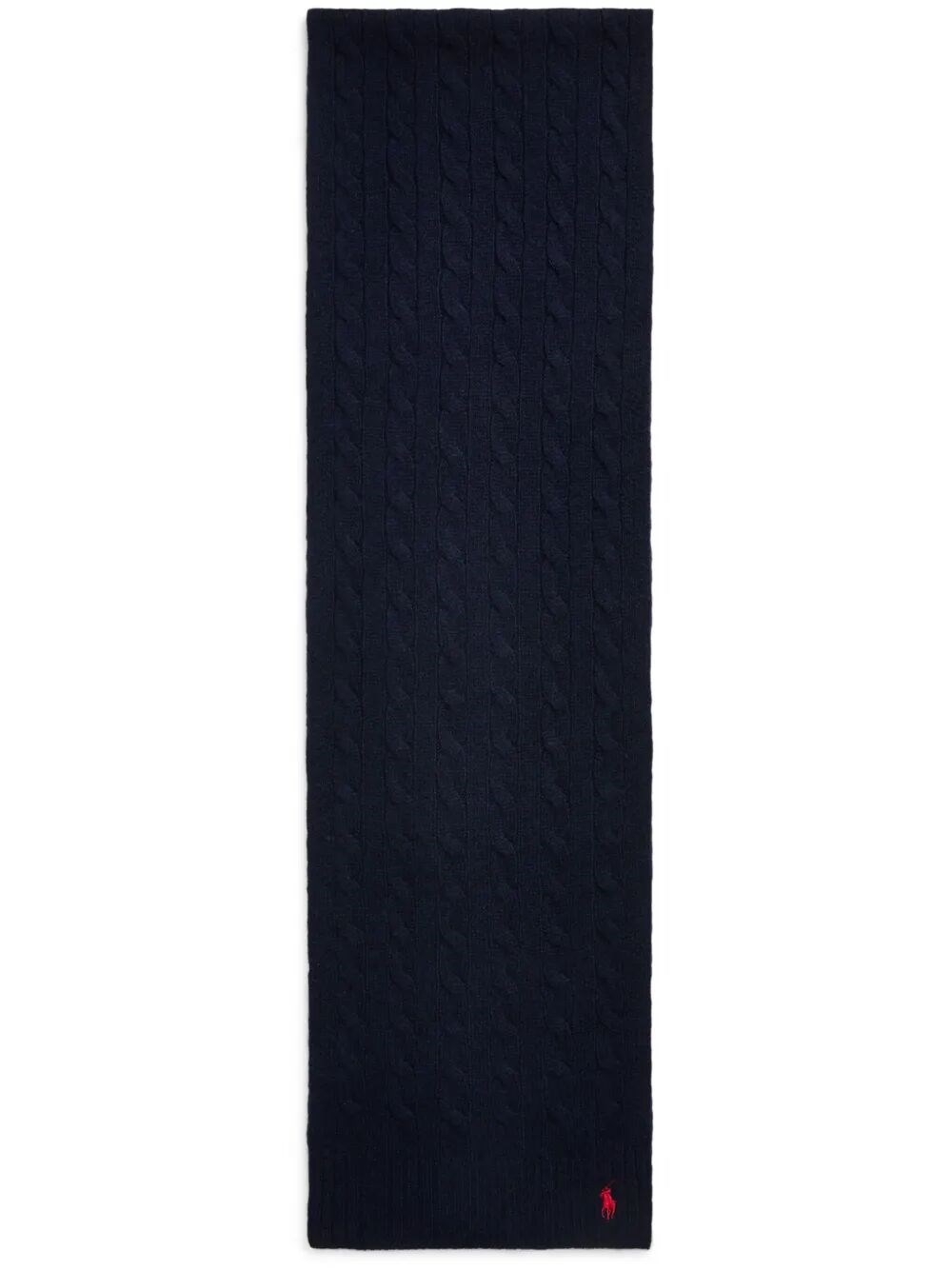 Polo Ralph Lauren Cable-knit Wool-cashmere Scarf In Blue