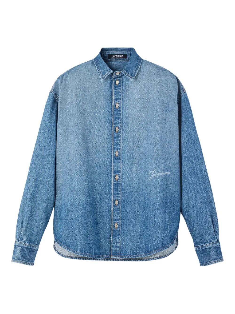 Jacquemus La Chemise De-nimes Simon With Embroidered Logo Clothing In Blue