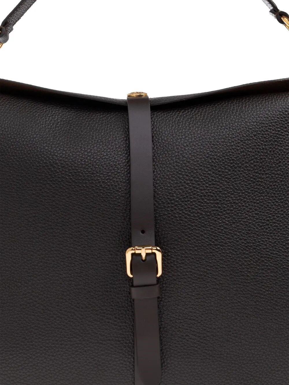 BUCKLE-FASTENING EXTRA-LARGE LEATHER SHOULDER BAG