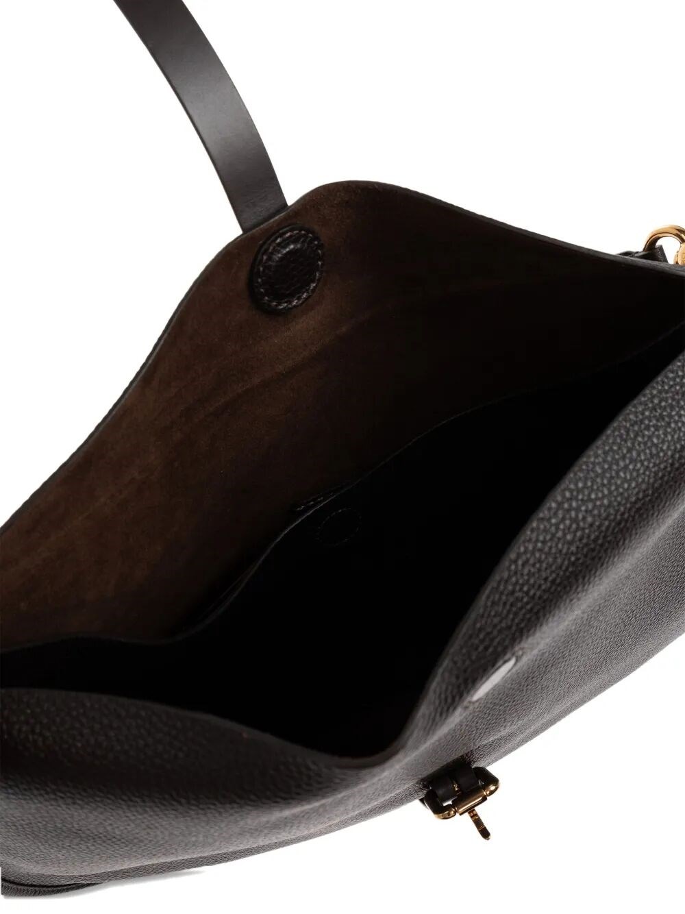 BUCKLE-FASTENING EXTRA-LARGE LEATHER SHOULDER BAG