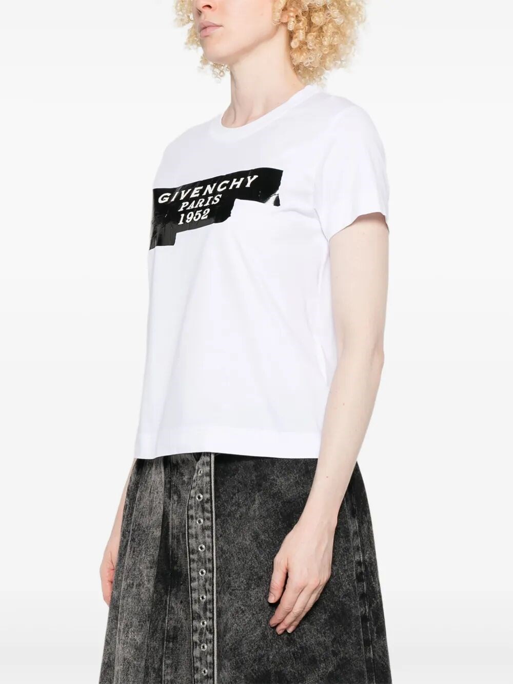 COTTON T-SHIRT WITH GIVENCHY TAPE PRINT
