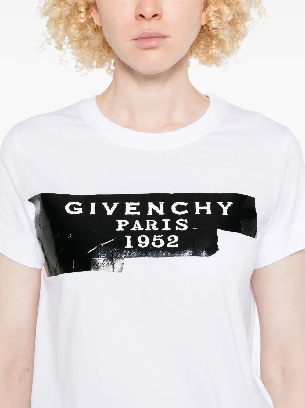 COTTON T-SHIRT WITH GIVENCHY TAPE PRINT