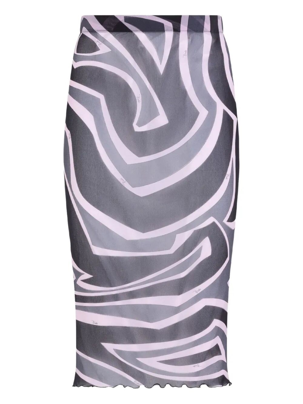Pucci Prnted Tulle Longuette Midi Skirt Clothing In Blue